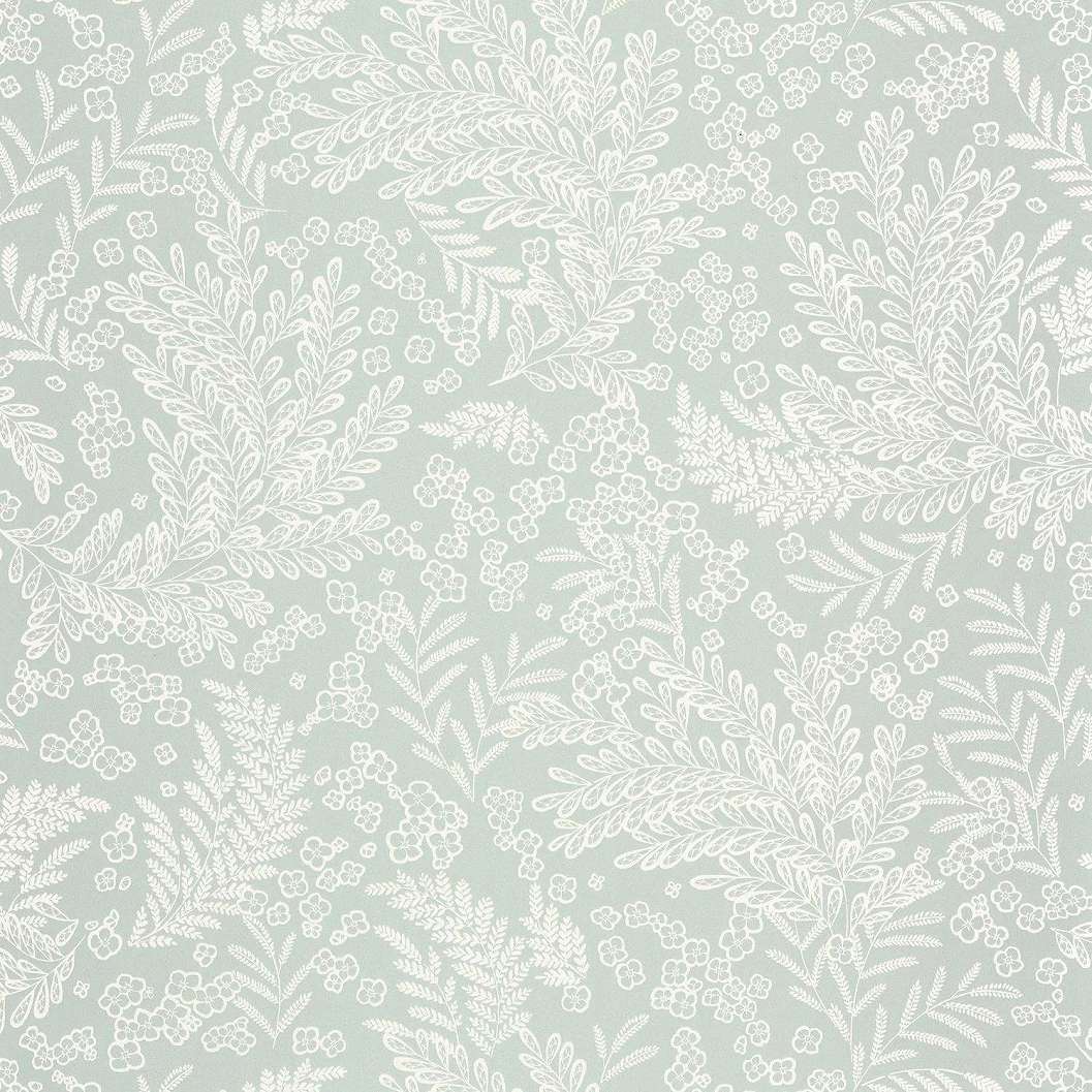 Halványzöld skandináv stílusú virágmintás vlies vinyl tapéta mosható felülettel