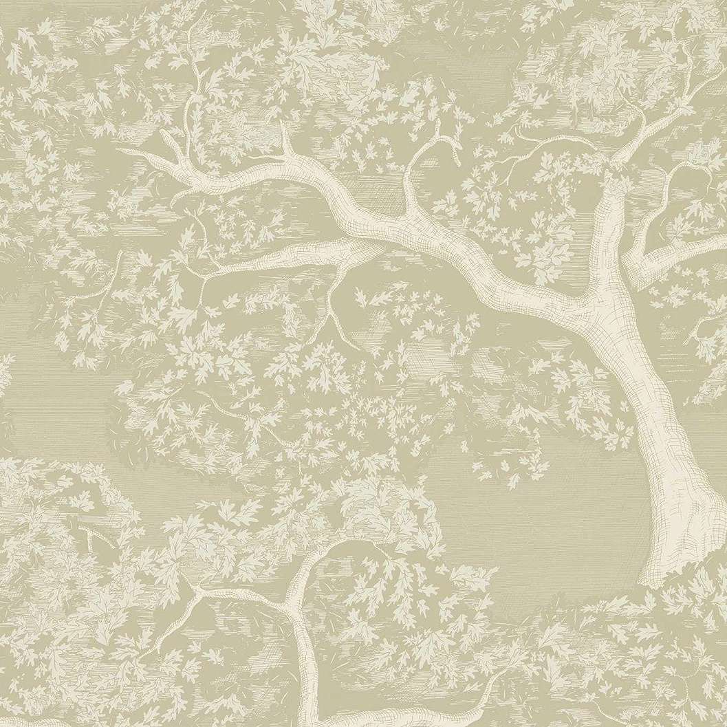 Harlequin luxus tapéta taupe, meleg szürke rajzolt erdei fás mintával