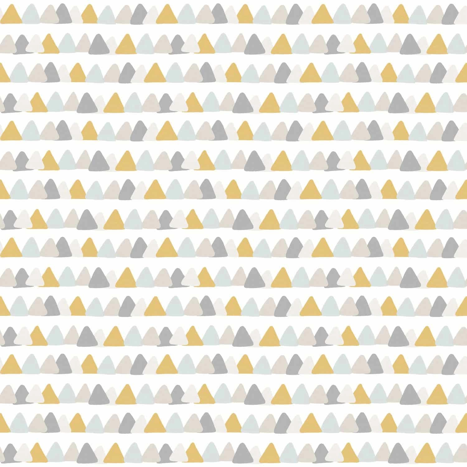 Háromszög mintás gyerek tapéta szürke sárga színekkel
