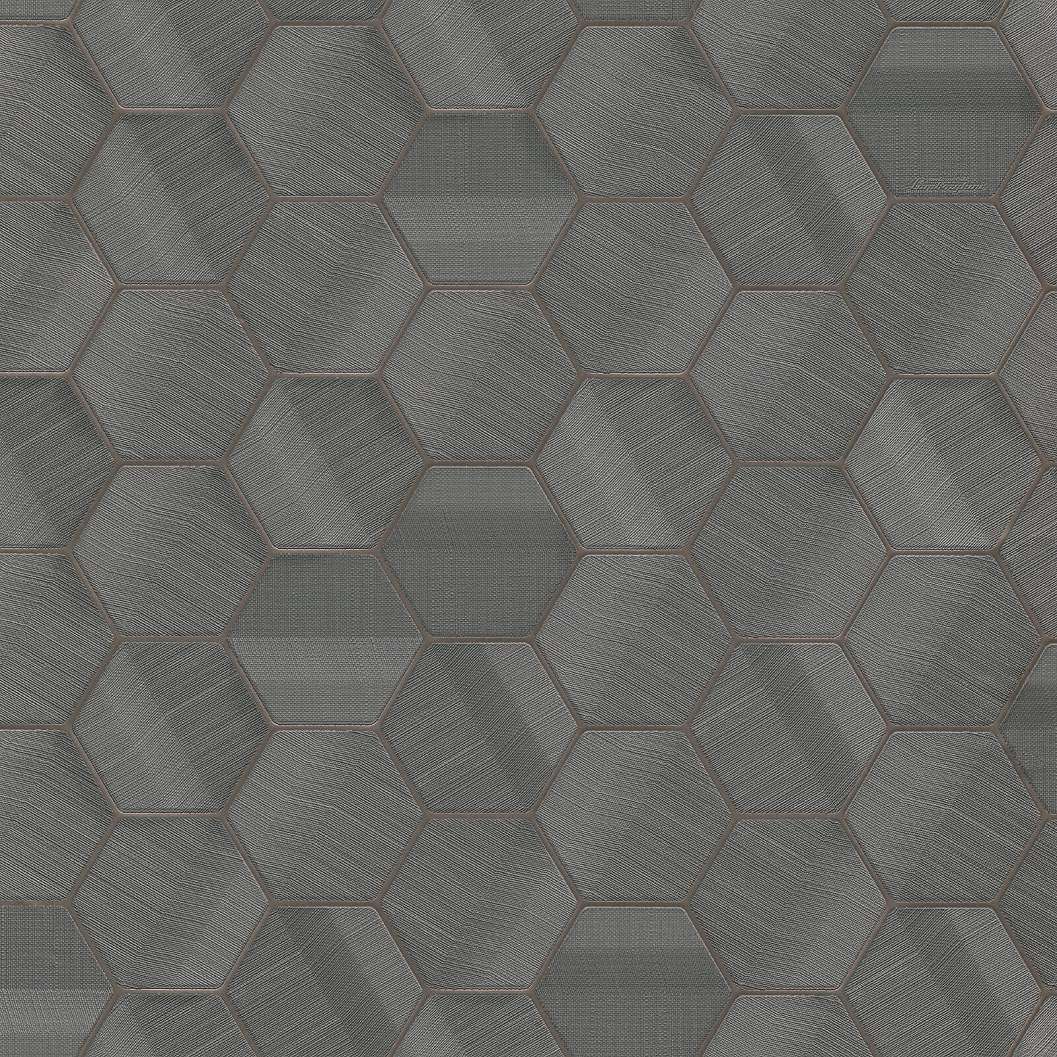 Hexagon mintás olasz vinyl tapéta sötétszürke színben