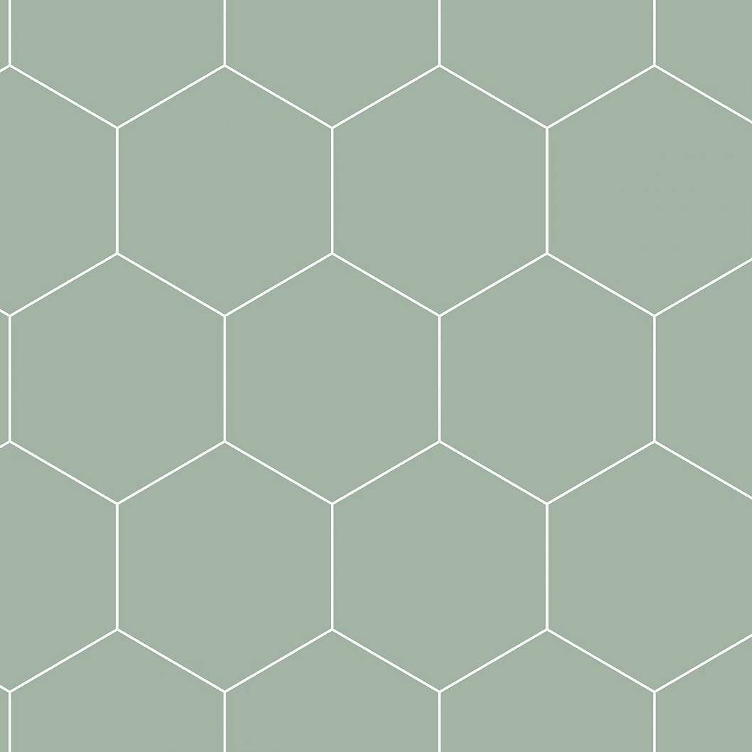 Hexagon mintás tapéta zöld színben