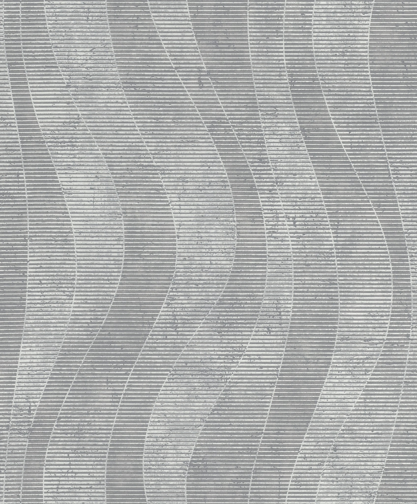 Hullám geometria mintás design tapéta sötét szürke színben ezüst koptatással