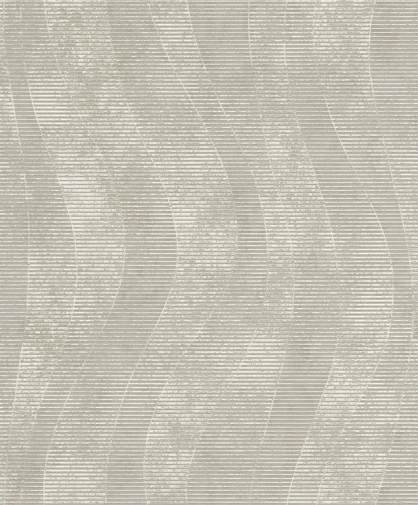 Hullám geometria mintás design tapéta szürke színben ezüst koptatással