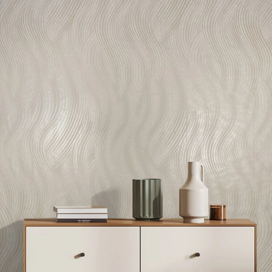 Hullám mintás matt és fényes beige színű glamour design tapéta