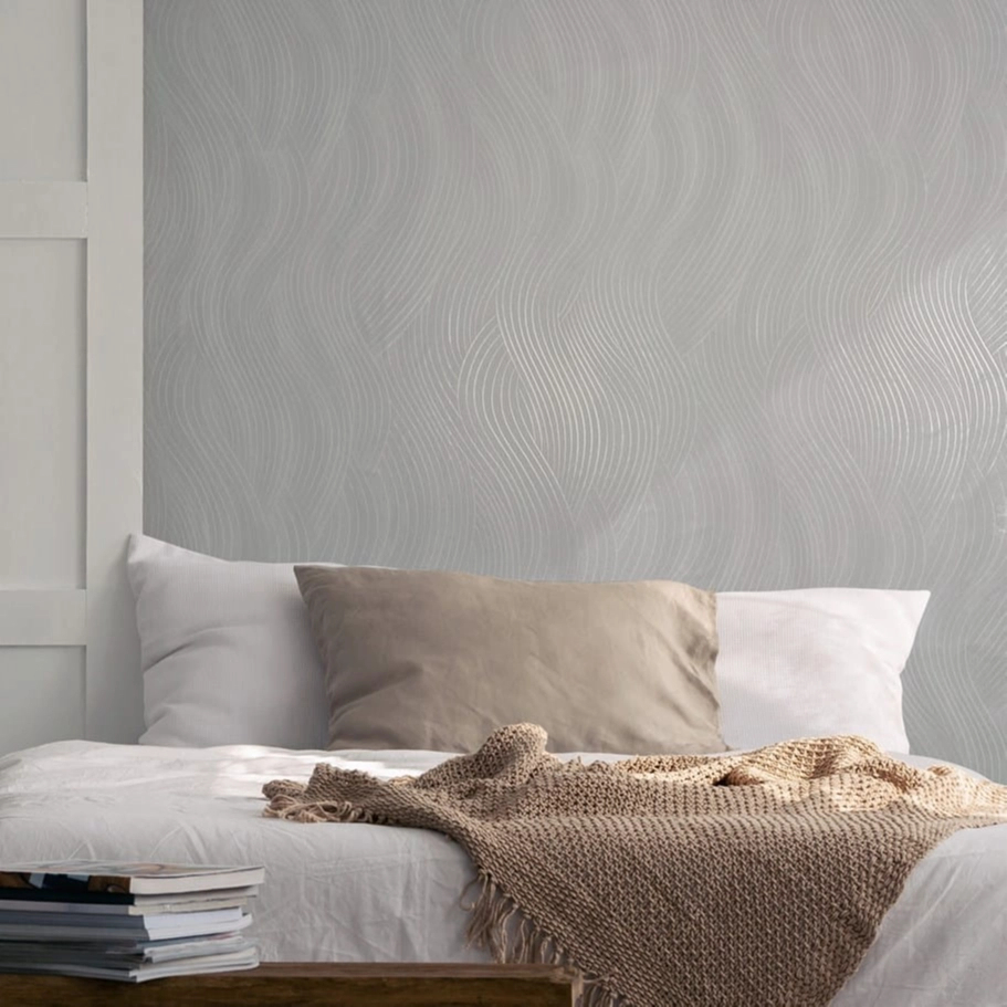 Hullám mintás matt és fényes fehér színű glamour design tapéta
