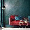 Hullám mintás türkiz és fényes arany színű glamour design tapéta