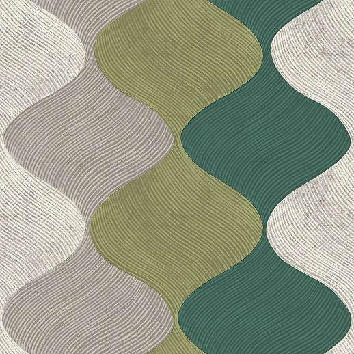 Hullám mintás vlies olasz dekor tapéta moshato vinyl zöldes színvilágban