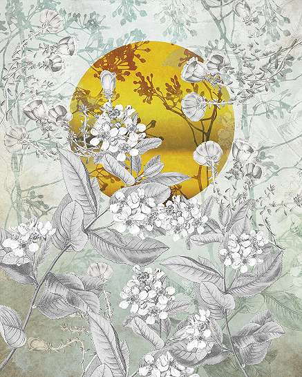 Japán hangulatú botanbikus mintás fali poszter