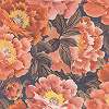 Japán stílusú virágmintás design tapéta narancs színvilágban