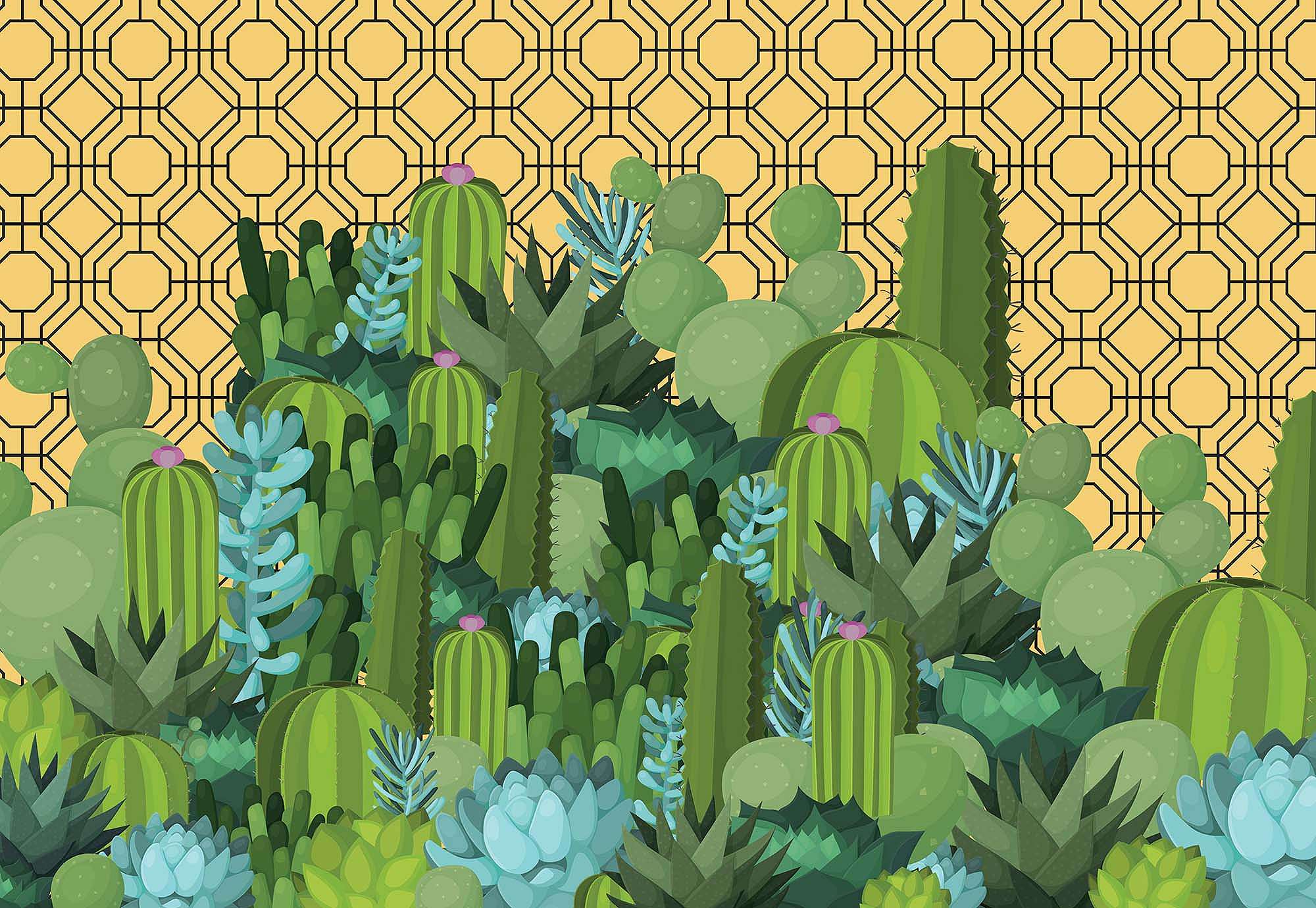 Kaktusz mintás óriás fali poszter 368x254 vlies