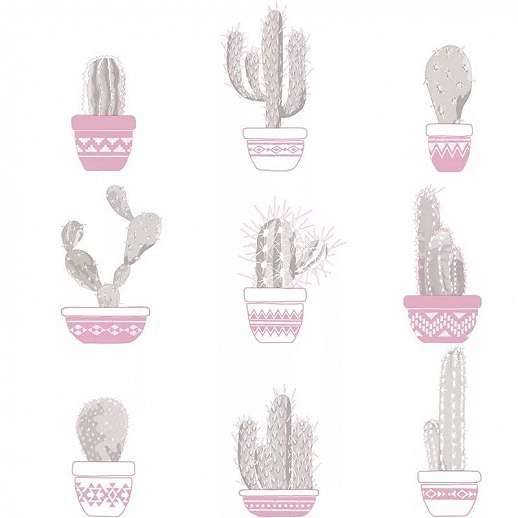 Kaktusz mintás tapéta rózsaszín színvilágban