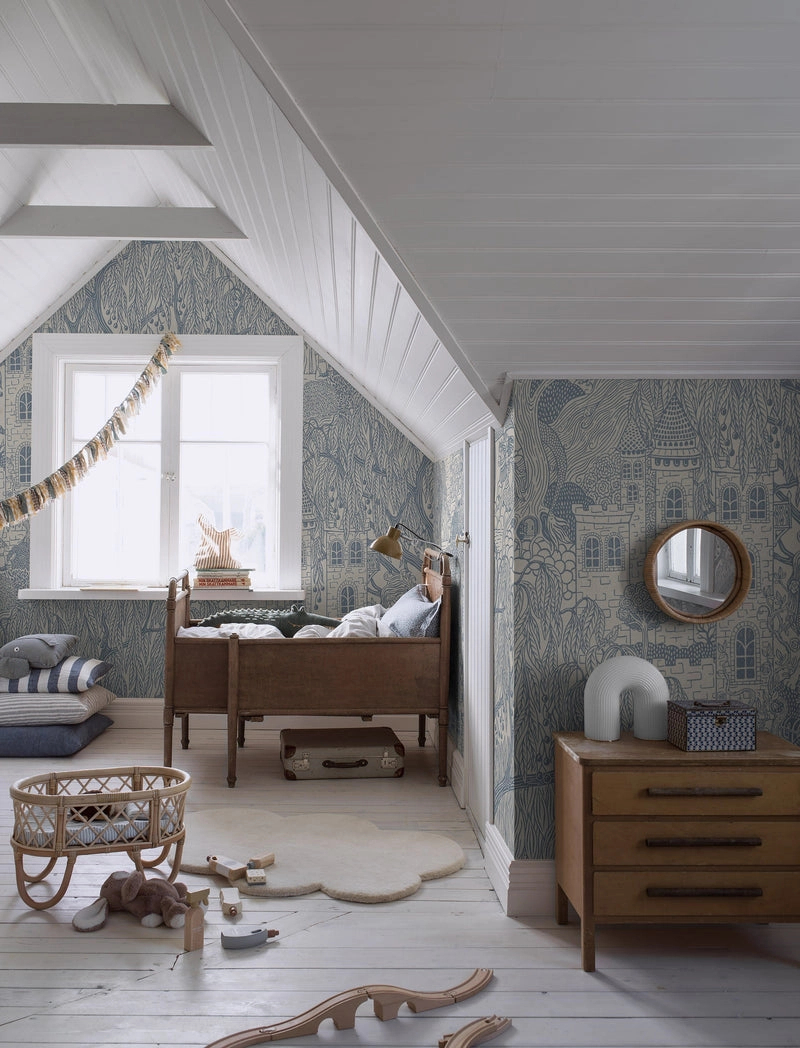 Kastély és sárkány mintás design gyerek fotótapéta