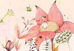Kedves rajzolt virágmintás gyerekszobai fali poszter