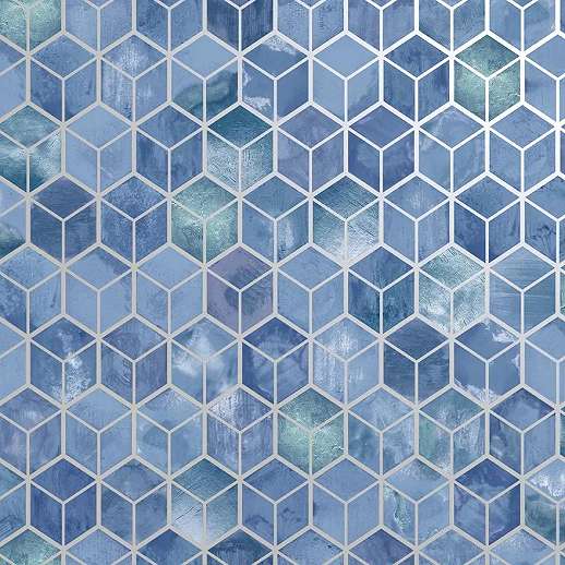 Kék 3D geometrikus mintás modern vlies design tapéta