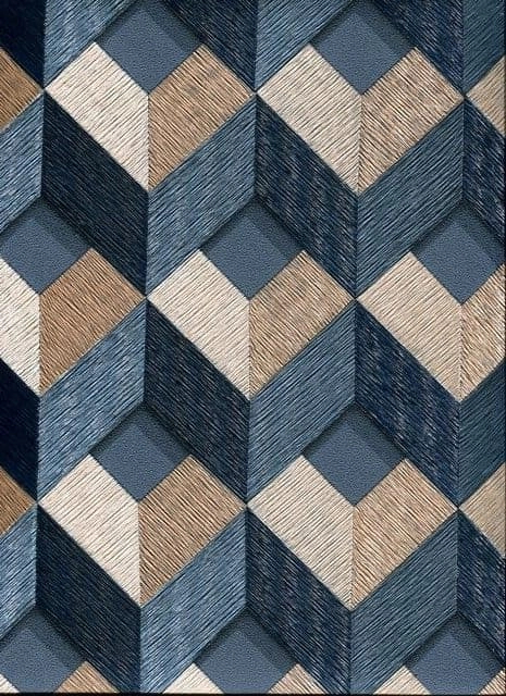 Kék 3d hatású dekor tapéta 3d geometrikus mintával