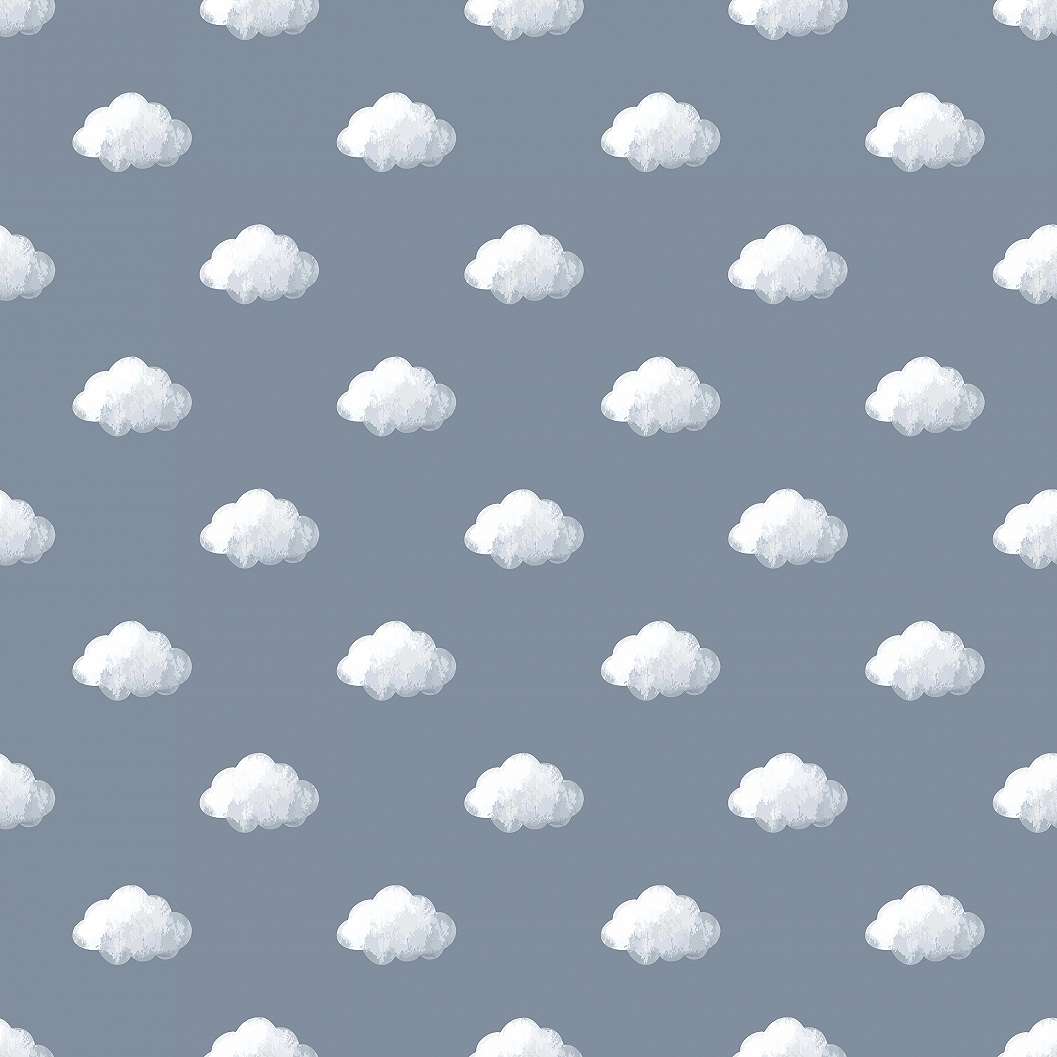 Kék alapon felhő mintás gyerek design tapéta