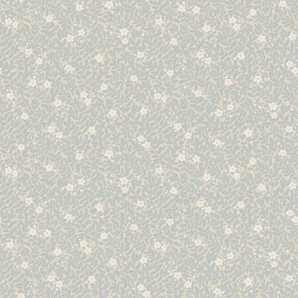 Kék apró levél mintás svéd dekor tapéta