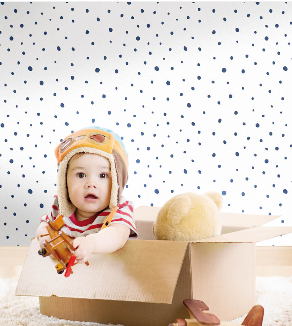 Kék apró pöttyös gyerektapéta