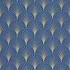 Kék arany art deco tapéta elegáns geometrikus mintával
