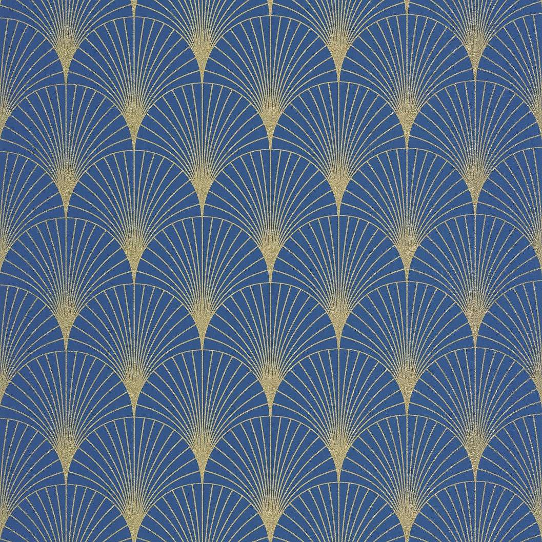 Kék arany art deco tapéta elegáns geometrikus mintával