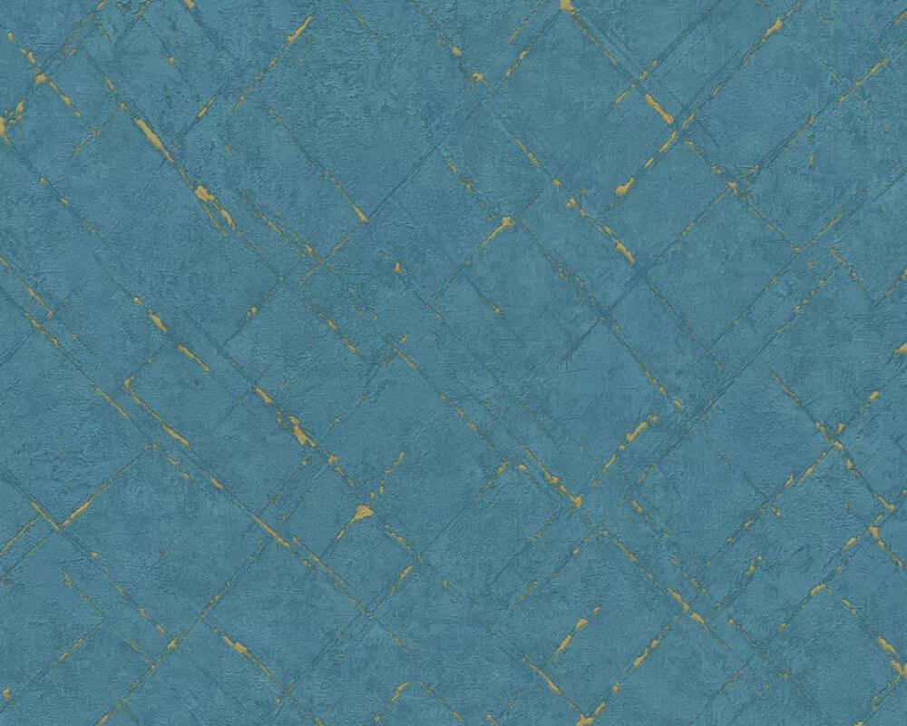 Kék arany modern geometriai mintás struktúrált tapéta