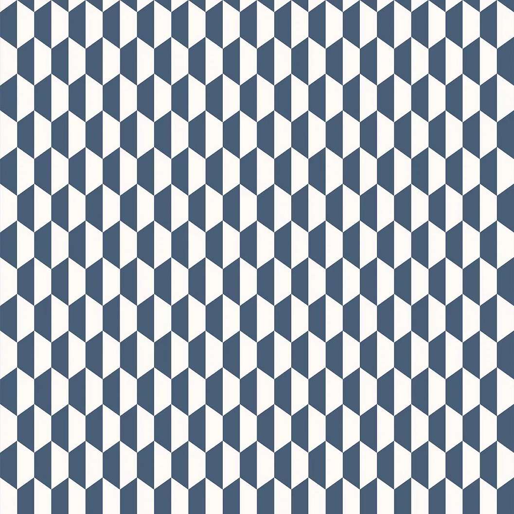 Kék art deco hangulatú geometrikus mintás vlies tapéta