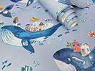 Kék bálna mintás gyerektapéta