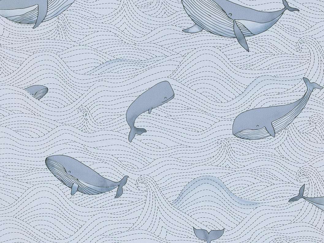 Kék bálna mintás vlies dekor gyerektapéta