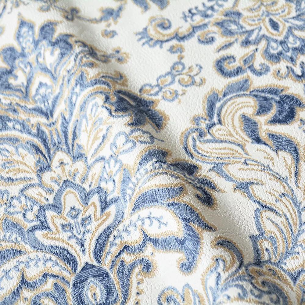 Kék barokk mintás vlies tapéta gazdagon díszített barokk mintával