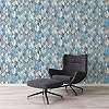 Kék-bézs skandináv hangulatú geometrikus mintás vlies dekor tapéta