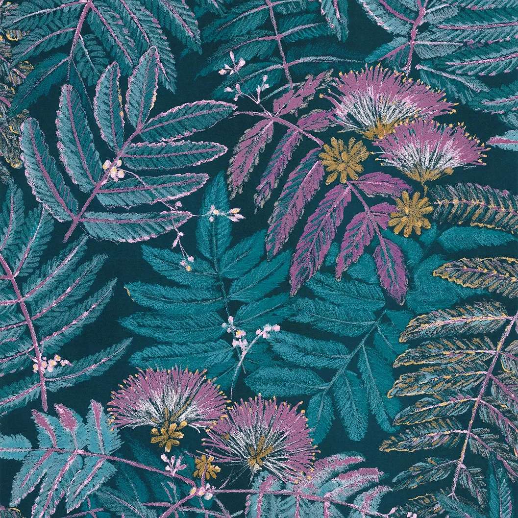 Kék botanikus trópusi levélmintás casadeco design tapéta