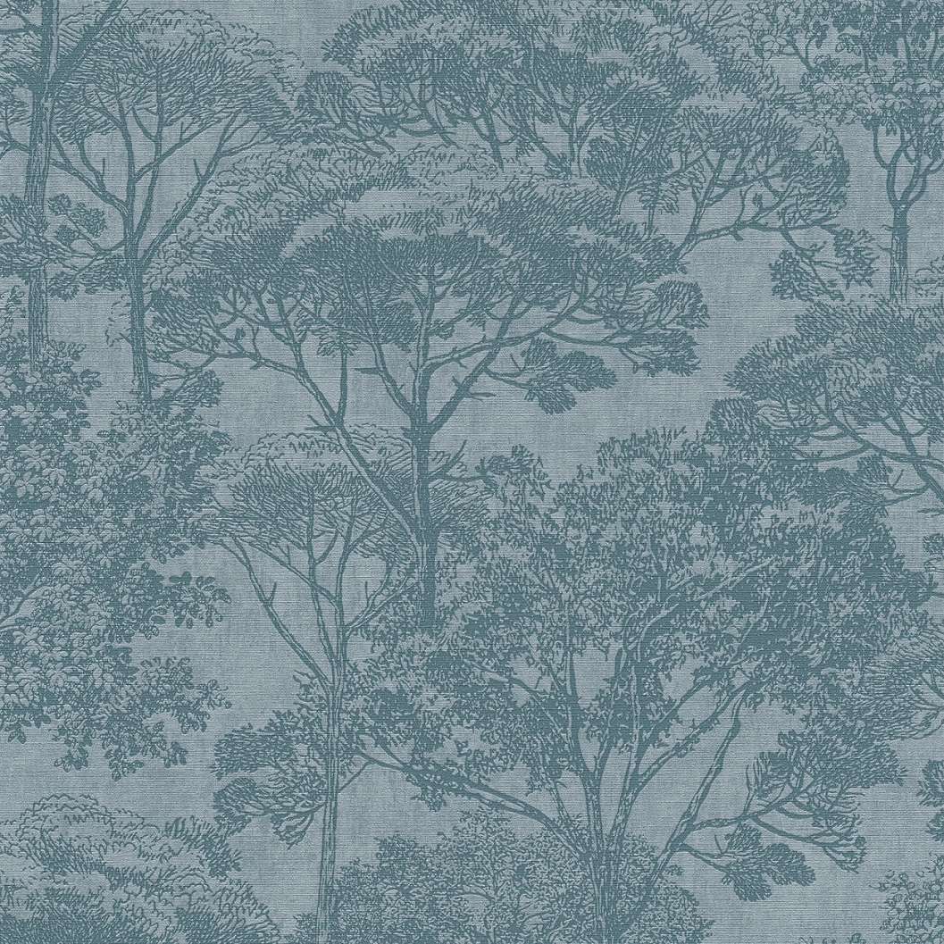 Kék dekor tapéta erdei fa mintával