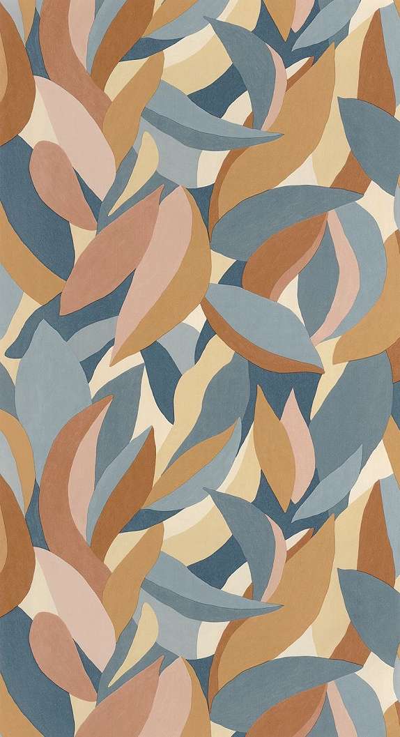 Kék dekor tapéta levél mintával