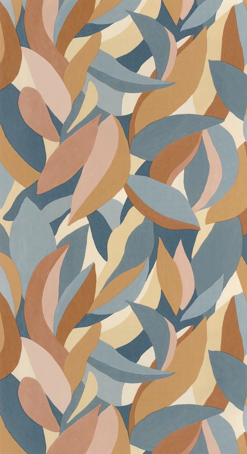 Kék dekor tapéta levél mintával