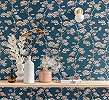 Kék design tapéta japán stílusú botanikus mintával