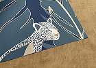 Kék design tapéta pálmalevél és leopárd mintával