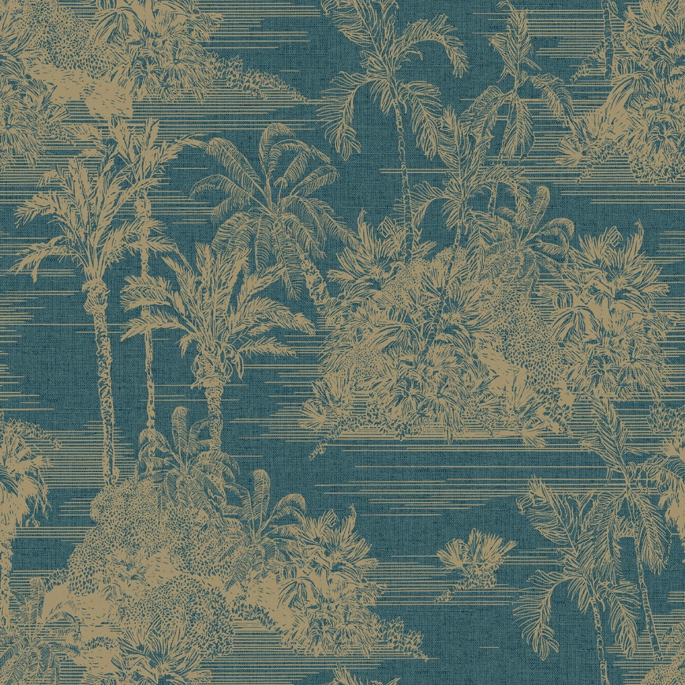 Kék dzsungel mintás vlies design tapéta