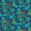 Kék élénk színű modern botanikus design tapéta