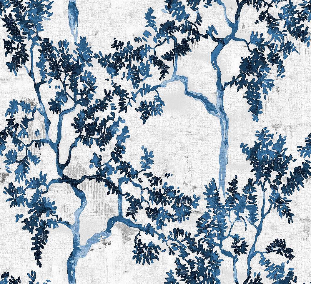 Kék faág mintás orintális dekor tapéta