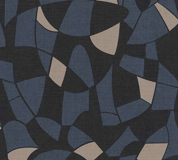 Kék fekete mosható design tapéta modern geometrikus mintával
