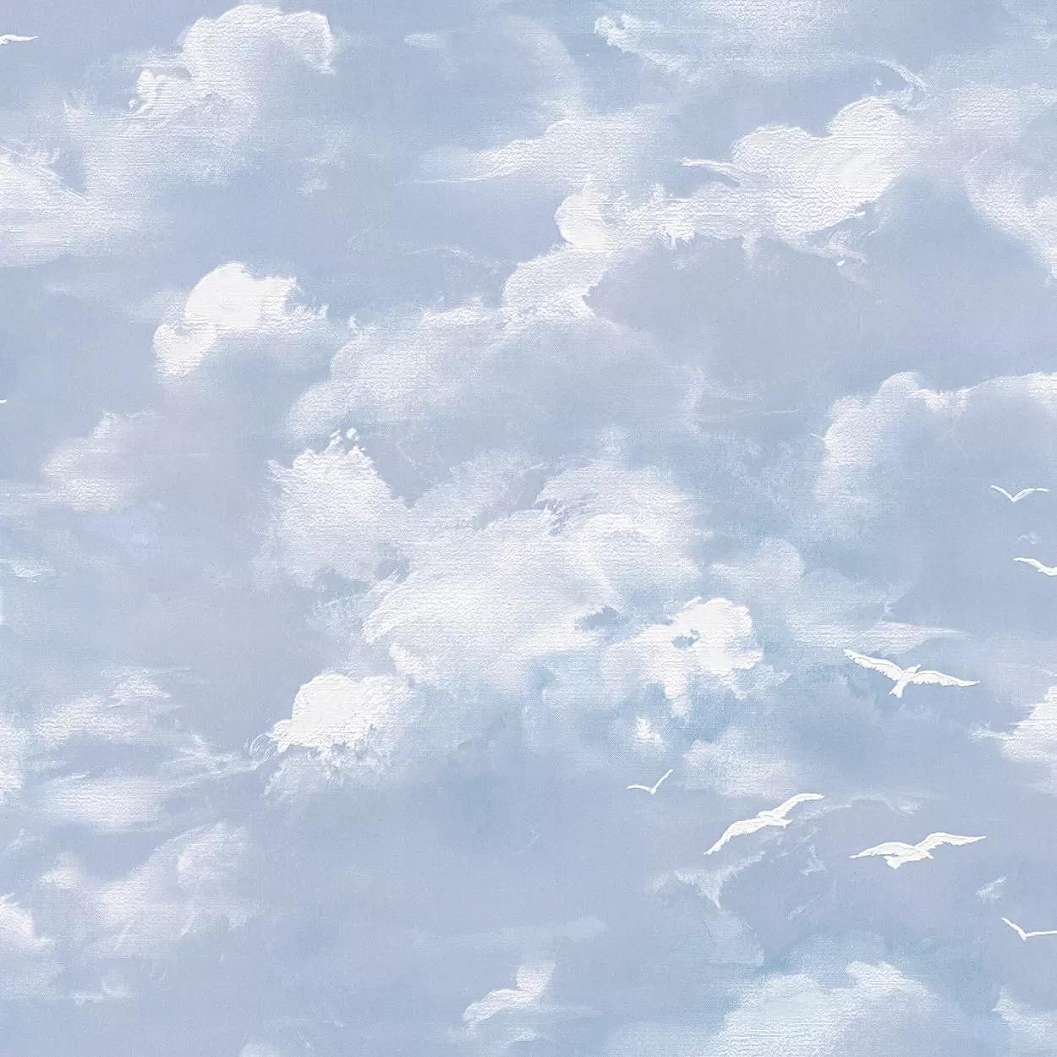 Kék festett hatású felhő mintás habos papír tapéta
