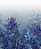 Kék festői botanikus és madár mintás khroma poszter tapéta
