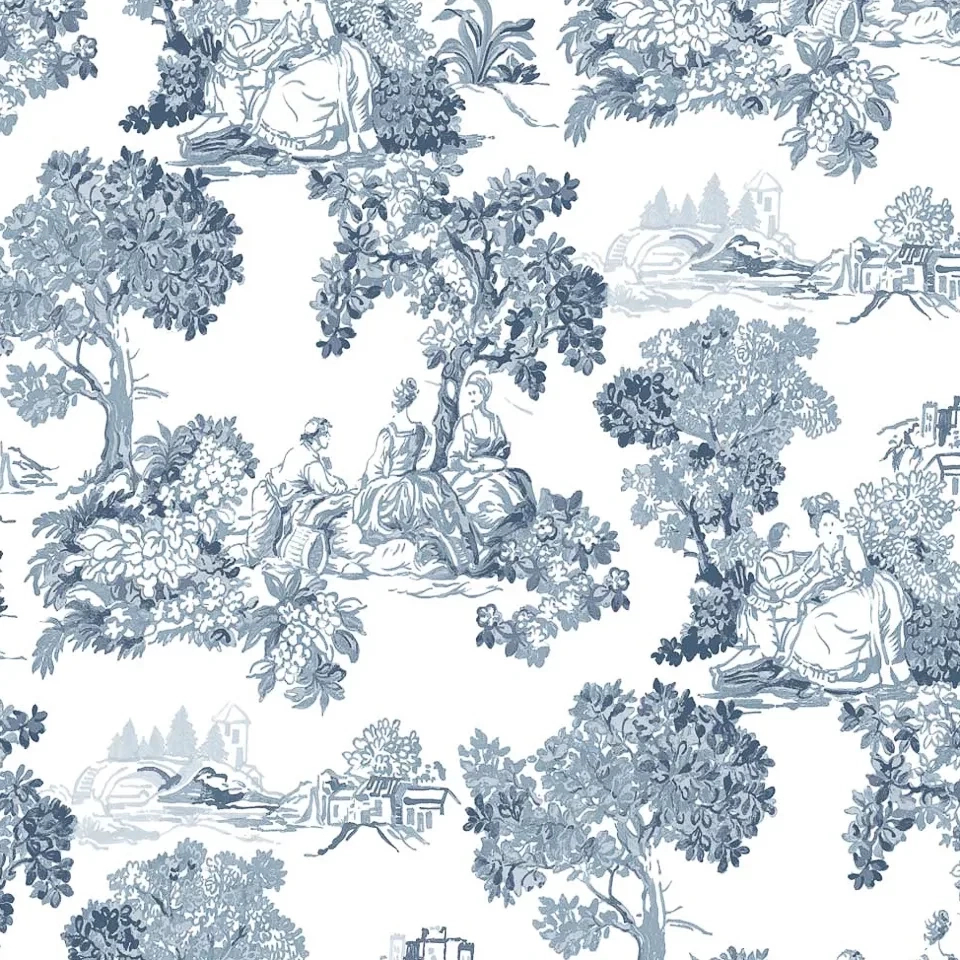 Kék francia TOILE stílusú vlies design tapéta