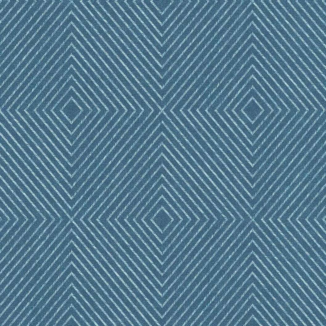 Kék geometriai mintás tapéta vékony csíkos mintával