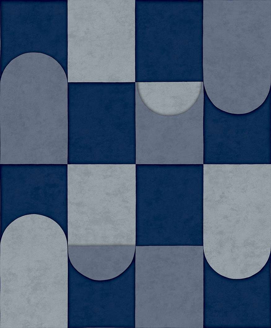 Kék geometriai mintás vlies dekor tapéta