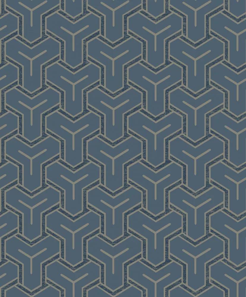 Kék geometrikus mintás modern dekor tapéta