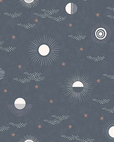 Kék gyerek design tapéta csillag felhő mintákkal