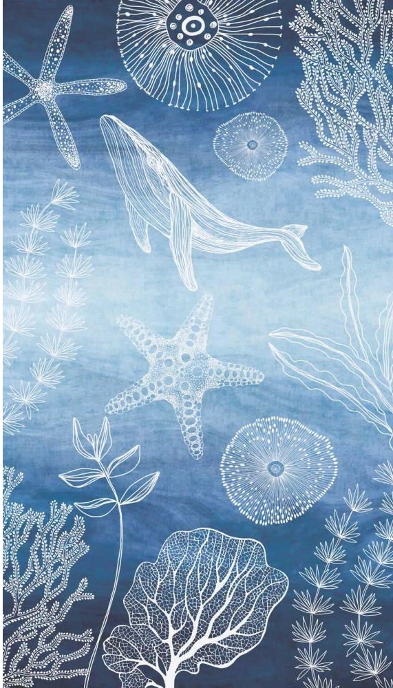 Kék gyerek fotótapéta tengeri élővilág bálna mintával