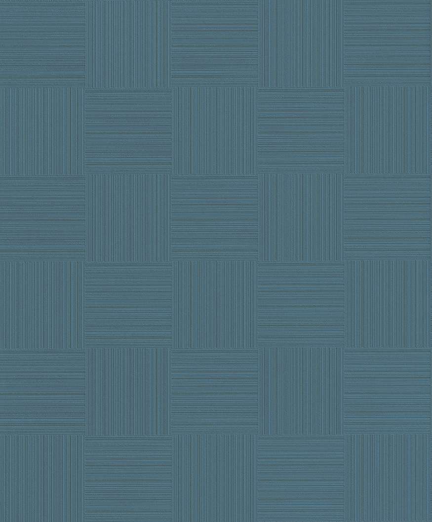 Kék habosított felületű kocka mintás Rasch tapéta