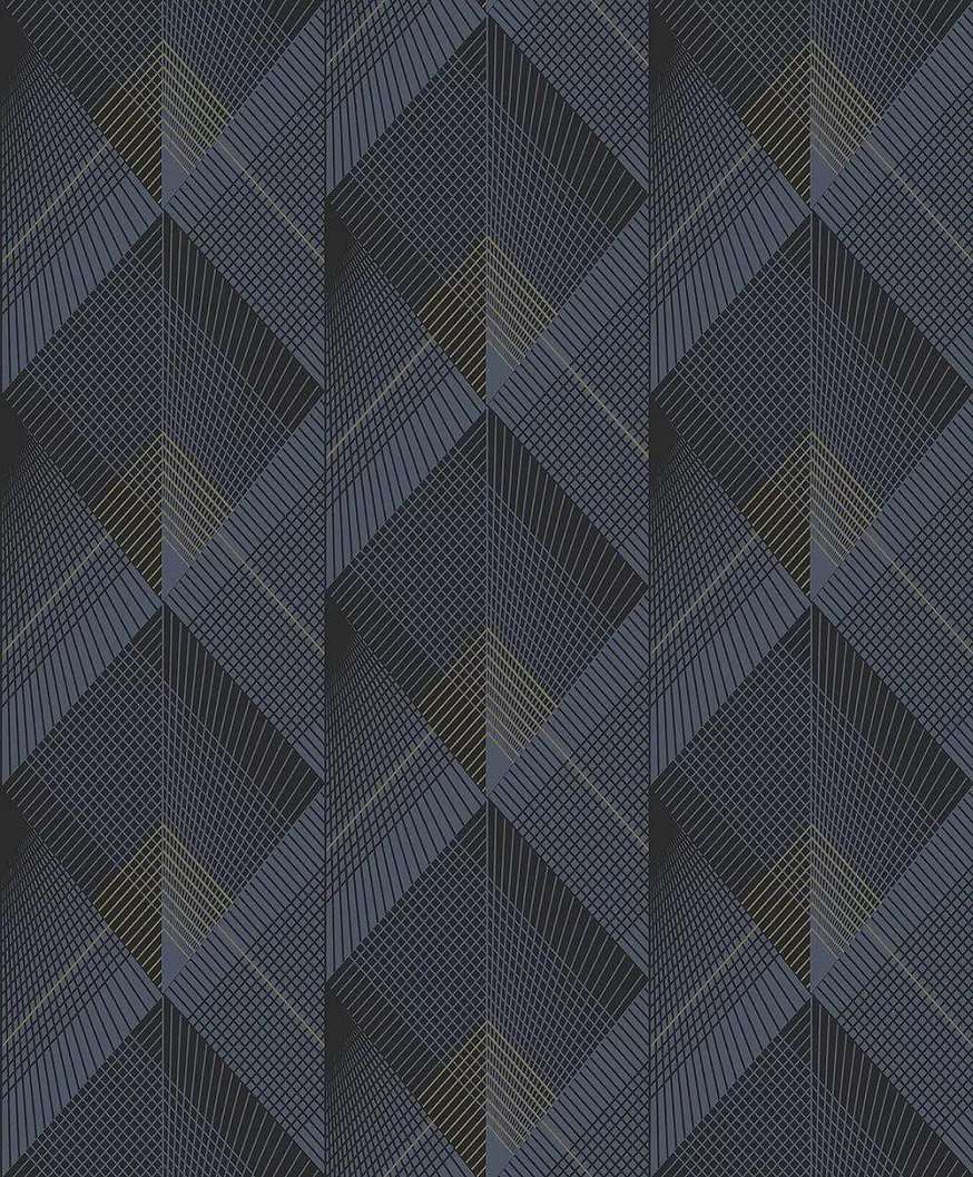 Kék high-tech dekor tapéta geometrikus mintával